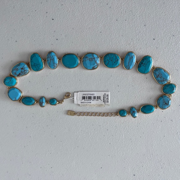 Lauren Ralph Lauren Turquoise/Gold Collar Necklace - Picture 5 of 9